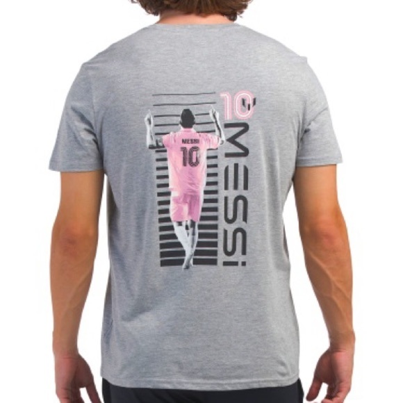 Messi authentic logo number 10 soccer player gray Tshirt size M NWT - Picture 9 of 10